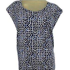 Talbots Large blue pattrn sweater cap sleeves, NWT